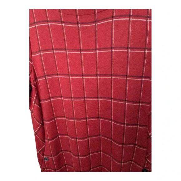J. Jill Womens Ponte Knit Red Plaid Windowpane Shirt Sleeve Shift Dress Sz Large - Picture 8 of 16